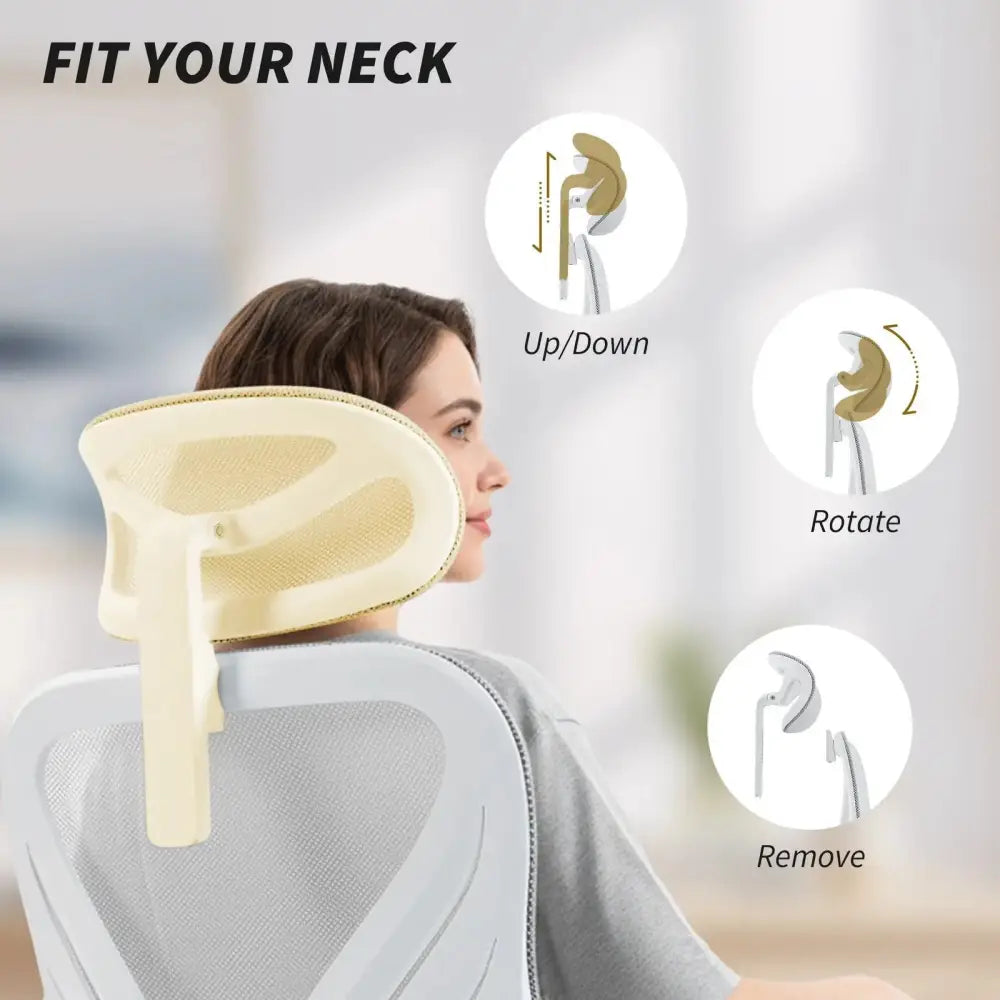 Office Chair, Ergonomic Desk Chair with Foldable Backrest, 2D Headrest, Grey