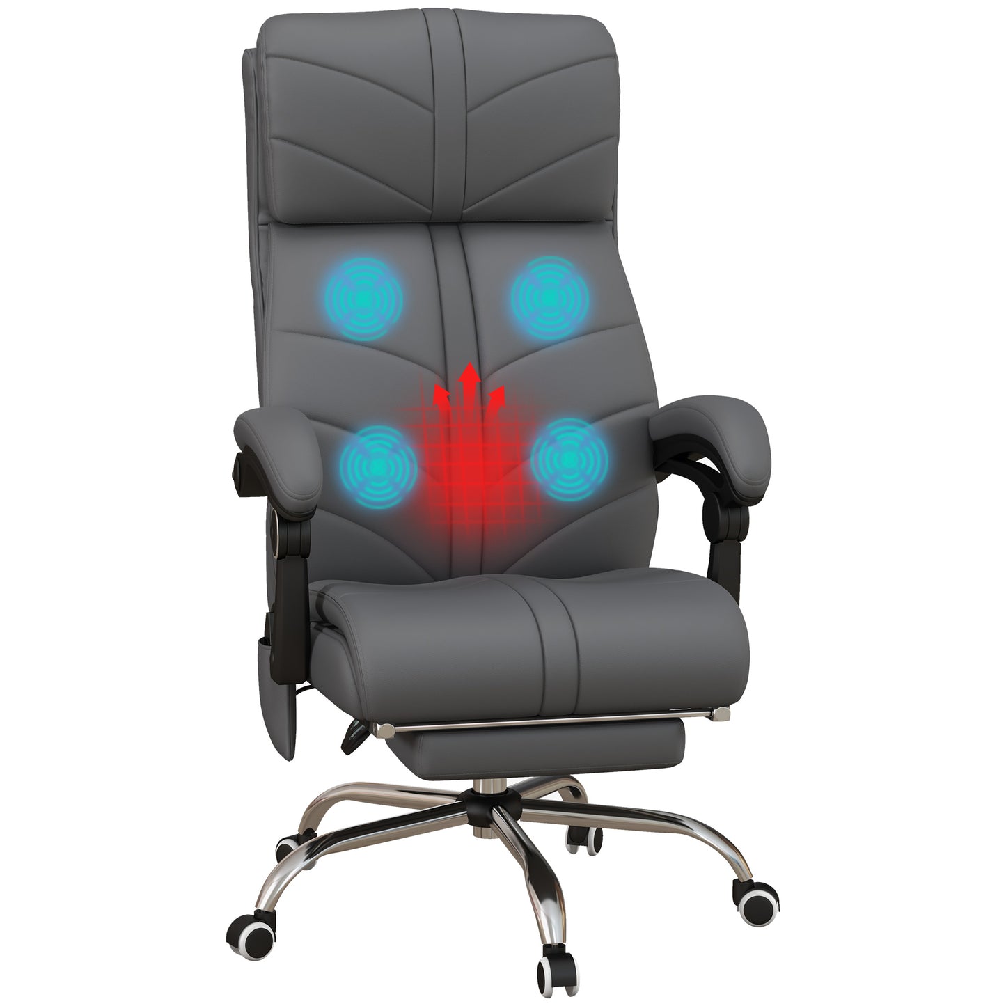 Office Chair with 4 Point Vibration Massage and Heat, Footrest, Light Grey