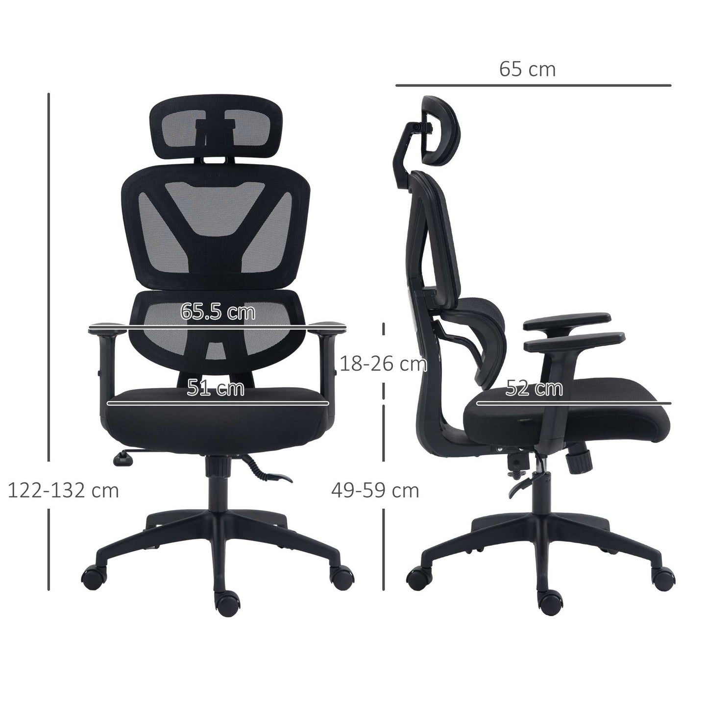 Mesh Office Chair Swivel Desk Chair with Adjustable Height Lumbar Support Black