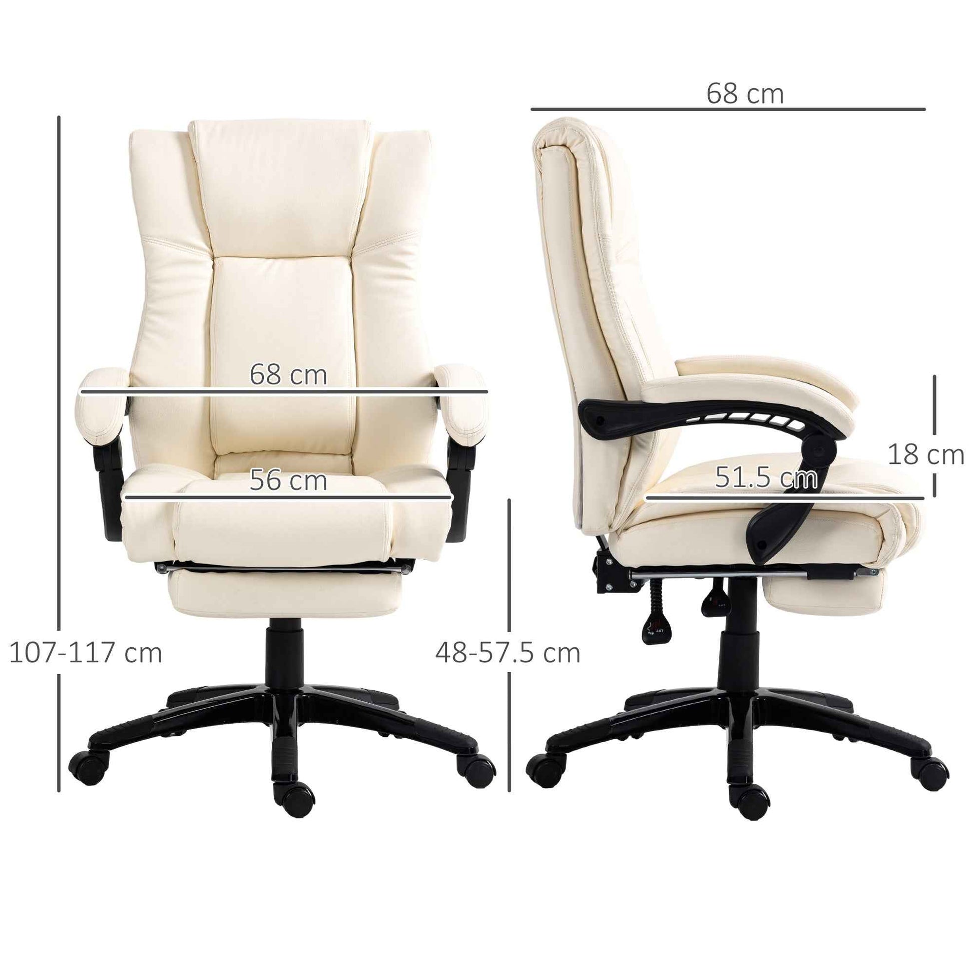 PU Leather Executive Office Chair with Foot Rest - Ergo Heights