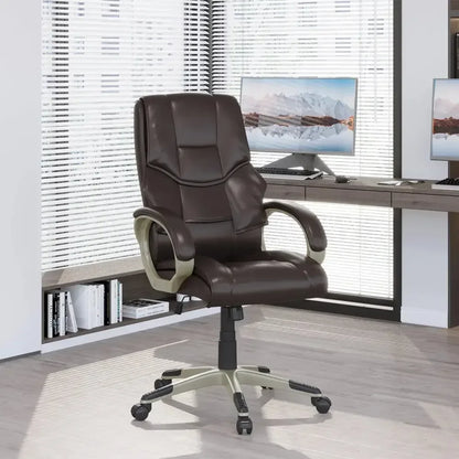 Executive Computer Office Desk Chair High Back Faux Leather Swivel Chair - Ergo Heights