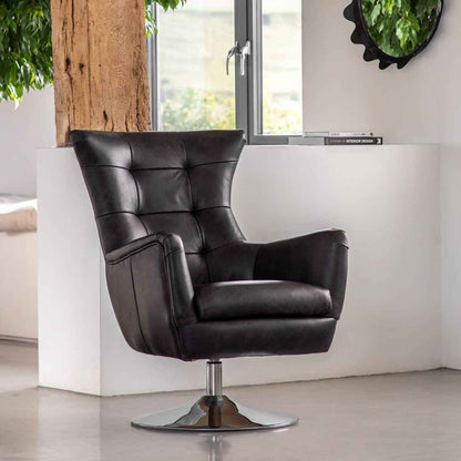 Gallery Bristol Top Grain Leather Swivel Chair - Ergo Heights