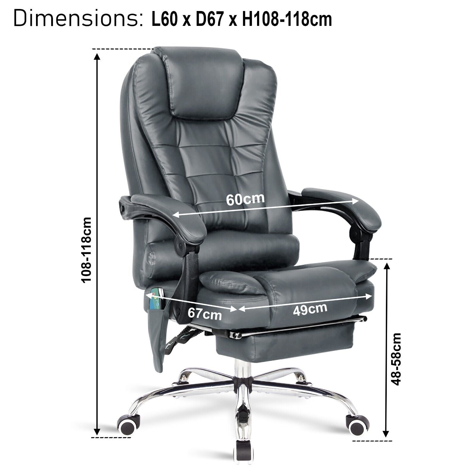 Massage Office Chair Gaming Computer Desk Swivel Recliner Chair Leather Footrest