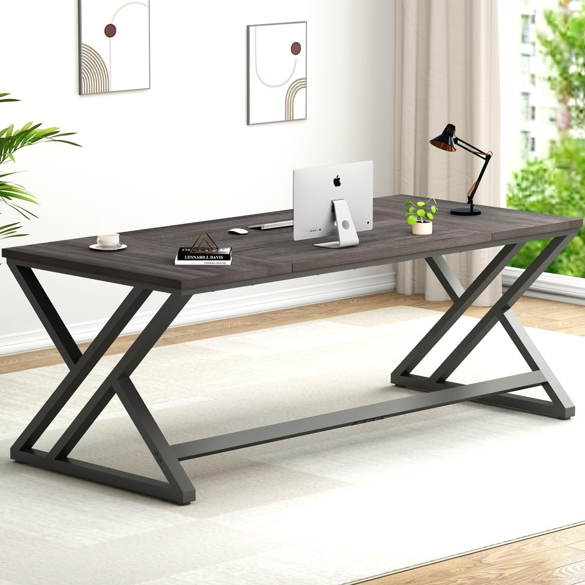 Gaming Desk Computer Office Table Large Desks for Home 180Cm Dark Gray