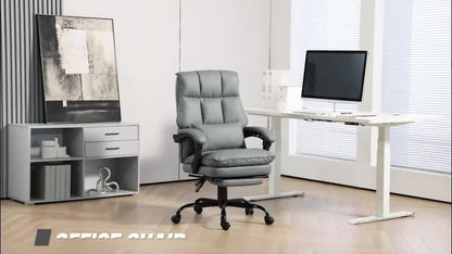 HOMCOM Executive Office Chair, PU Leather Desk Chair with Armrests Grey