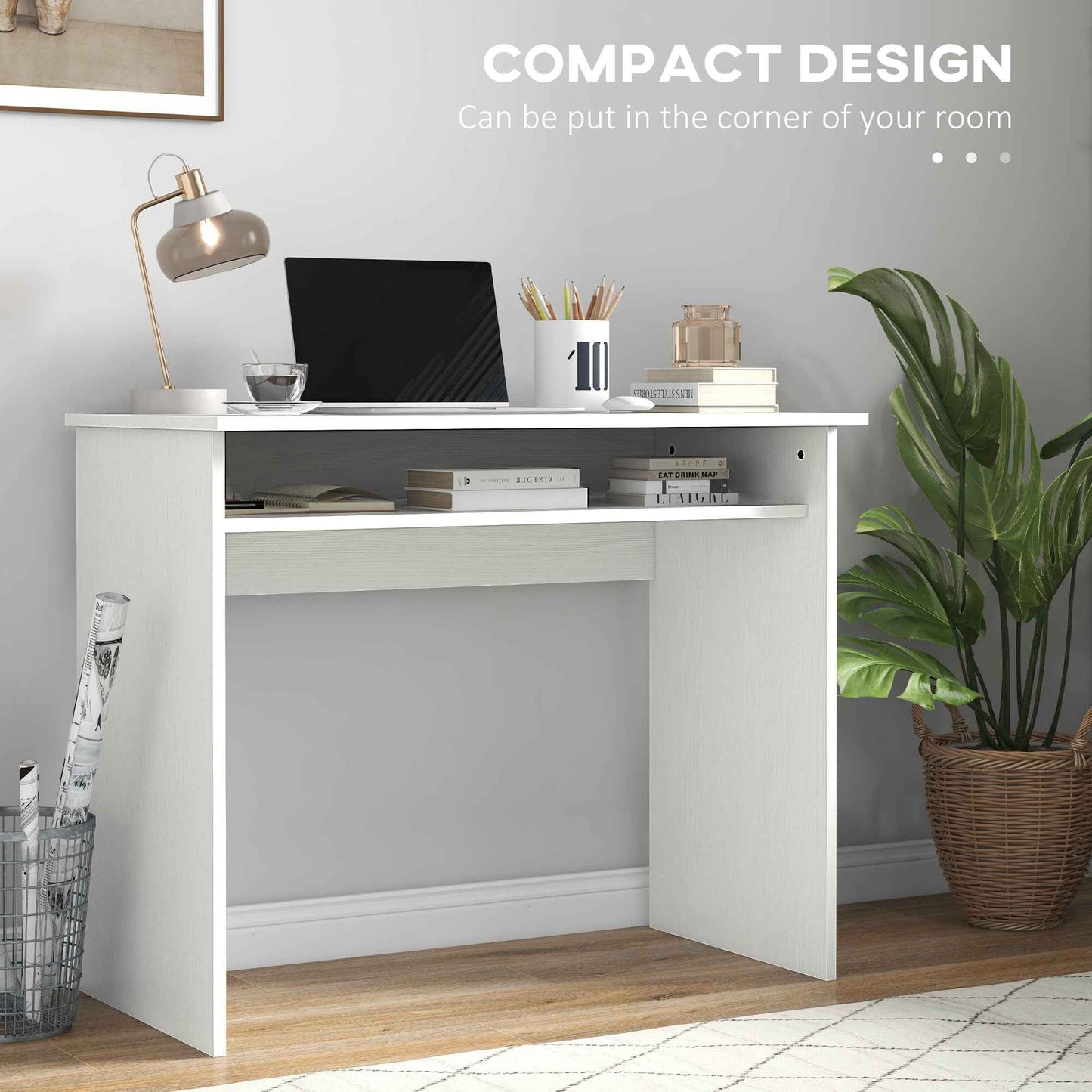 Writing Desk Laptop Table Workstation with Shelf Home Office - Ergo Heights