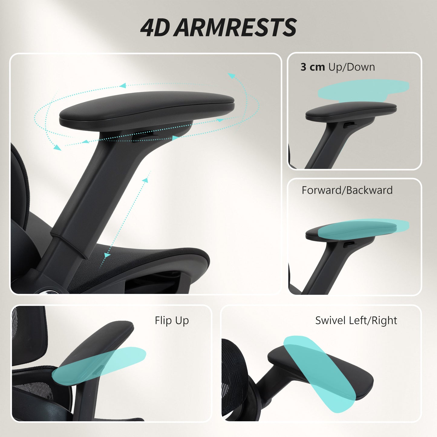 Ergonomic Office Chair with Separated Backrest, High Back Mesh Desk Chair