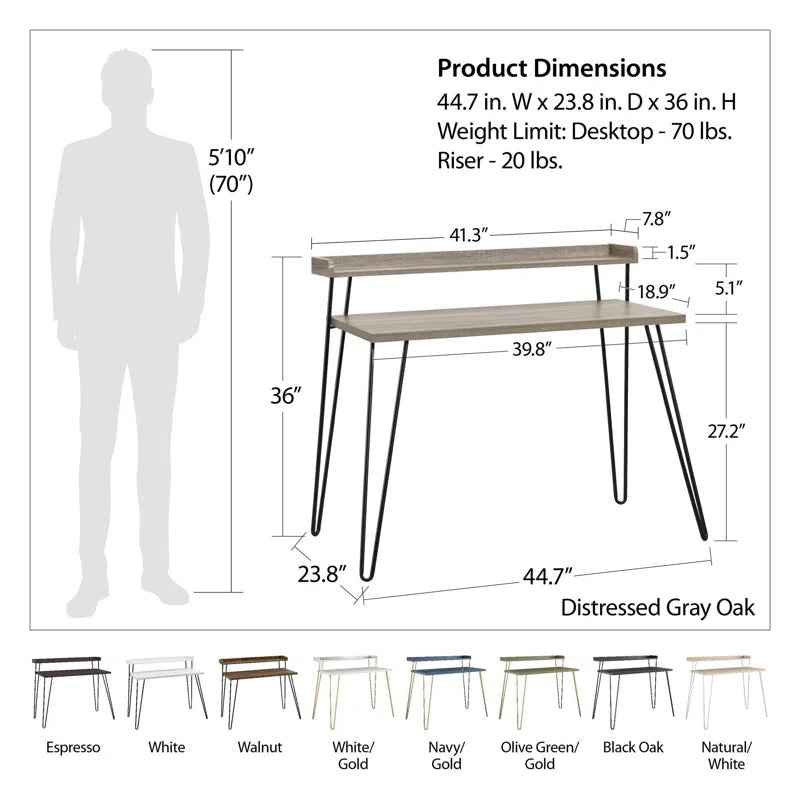 Laszlo Writing Desk Computer Desk Manufactured Wood Modern
