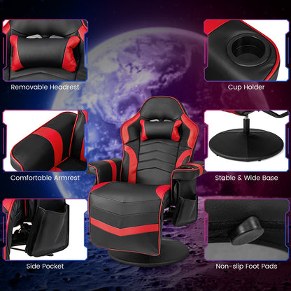 Electric Massage Gaming Chair with Cup Holder and Side Pouch