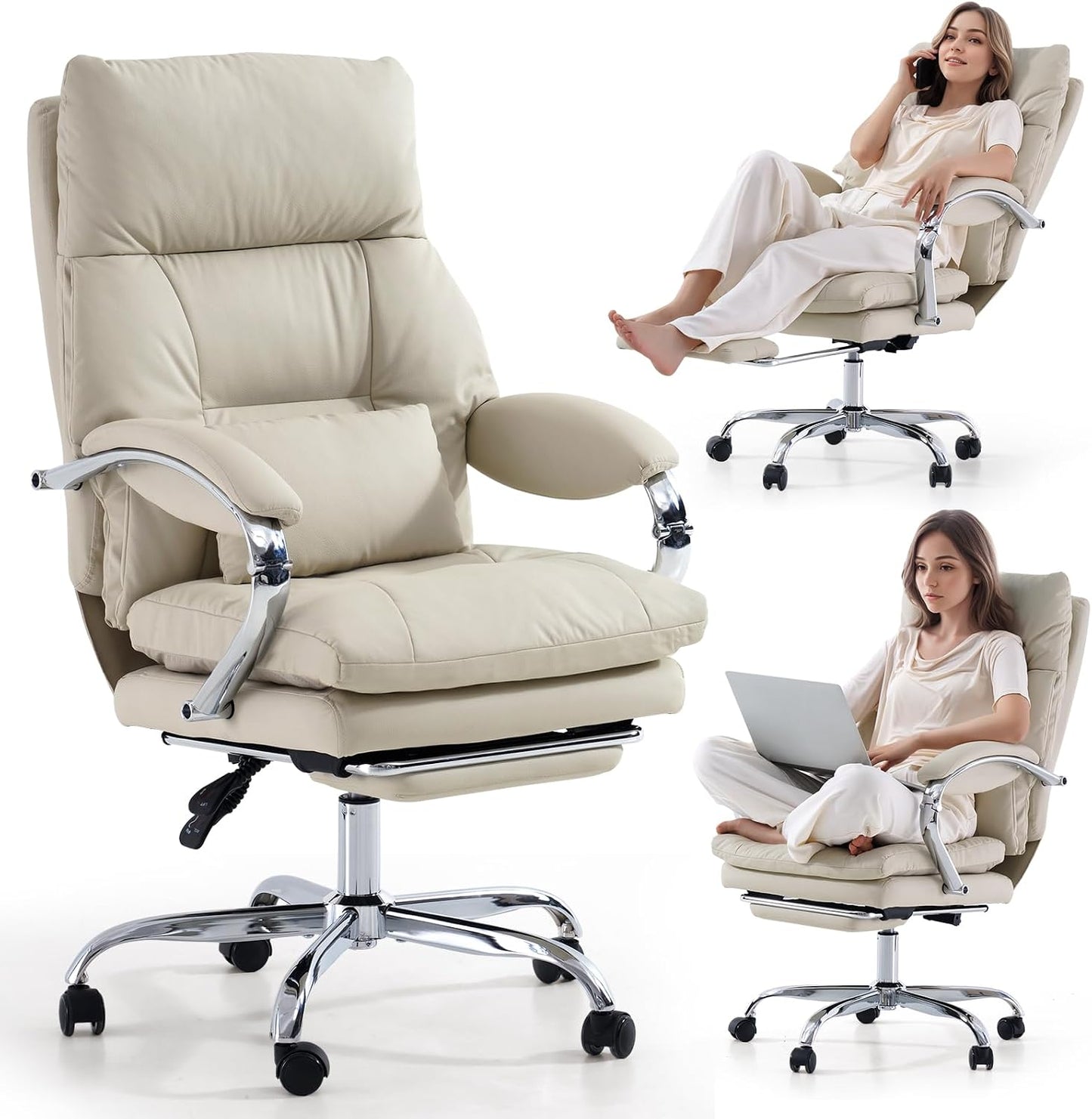 Office Chair with Footrest Reclining Desk Chair with Lumbar Support