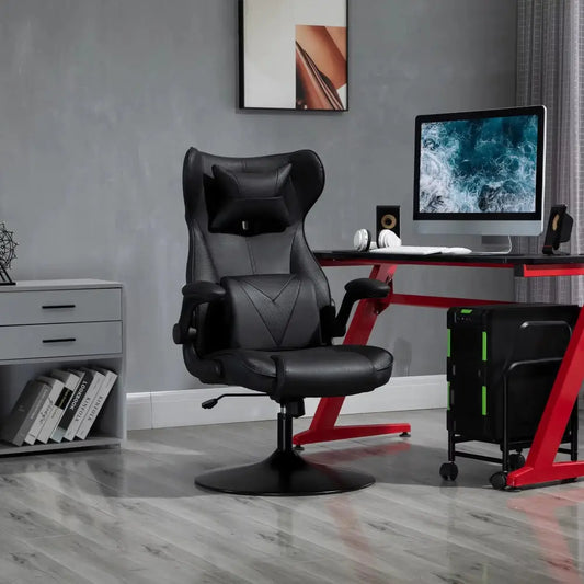 Gaming Chair Home Office Chair W/ Swivel Pedestal Base Lumbar Support