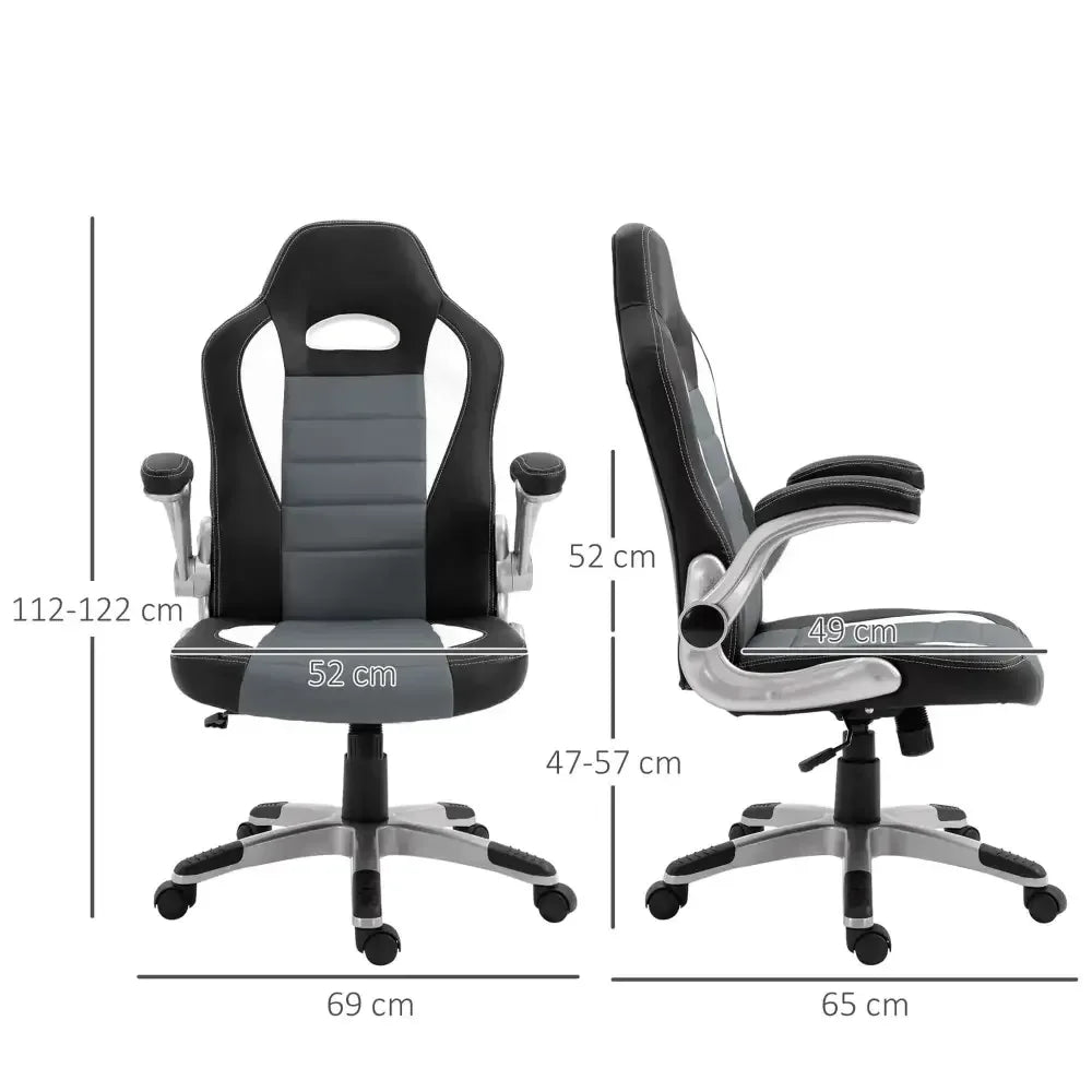 Racing Gaming Chair Height Adjustable Swivel Chair with Flip up Armrests - Ergo Heights