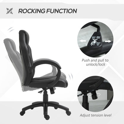 Vinsetto Racing Gaming Chair, PU Leather Swivel Office Gamer Chair Black