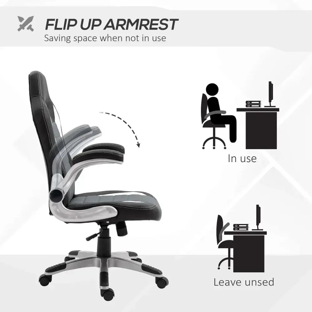 Racing Gaming Chair Height Adjustable Swivel Chair with Flip up Armrests - Ergo Heights
