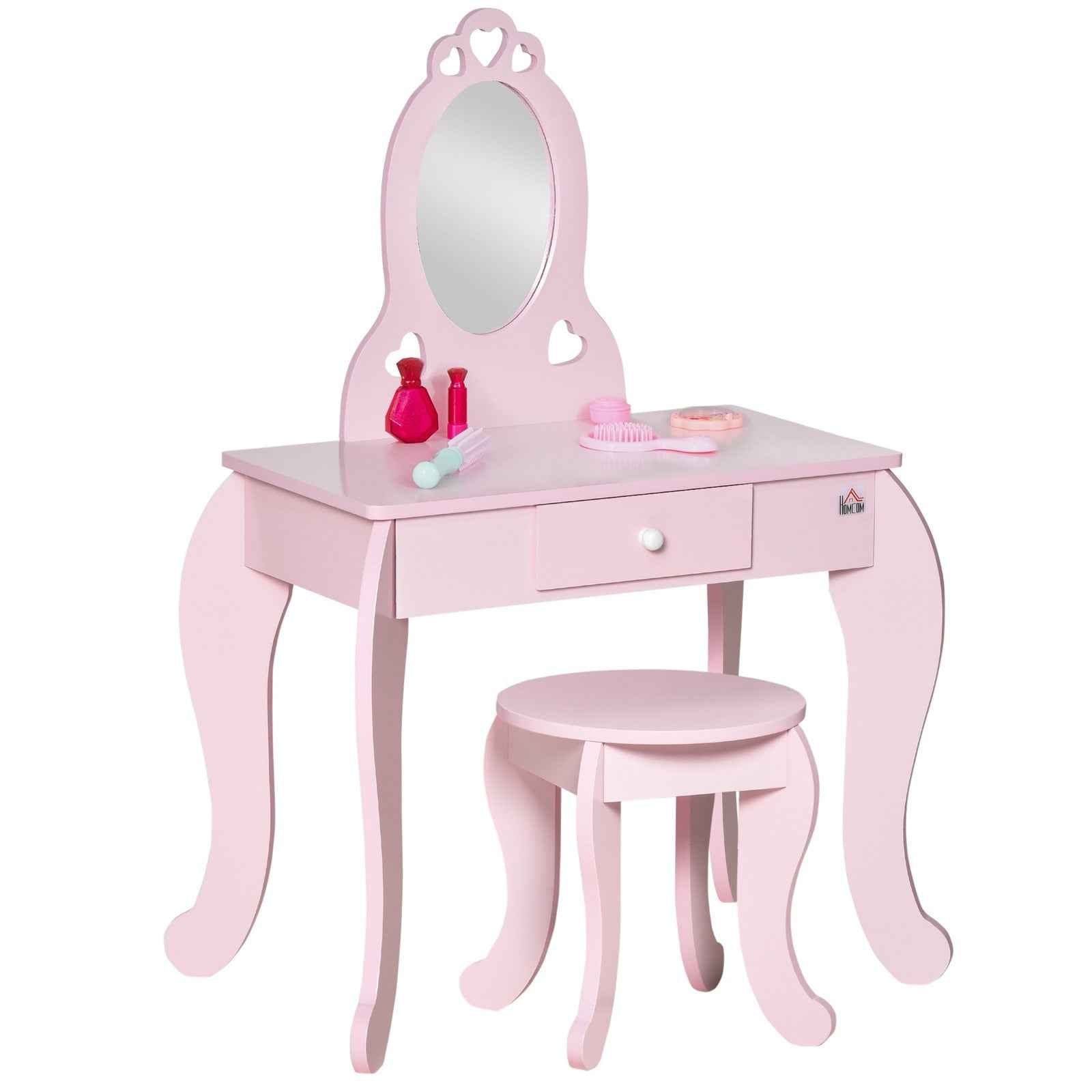 Vanity Table Set for Girls with Mirror & Stool - Ergo Heights
