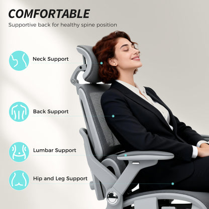 Ergonomic Office Chair with Separated Backrest, High Back Mesh Desk Chair