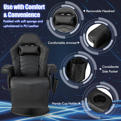Electric Massage Gaming Chair with Cup Holder and Side Pouch