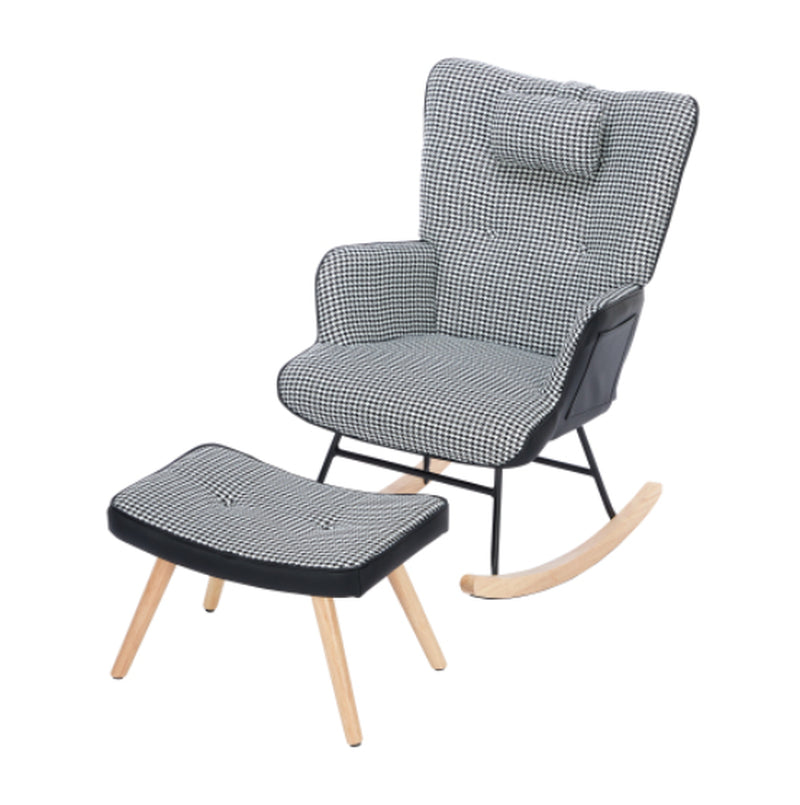 Rocking Chairs for Adults, Tteddy Rocking Chair Relaxing Recliner Chair with Solid Wood Legs High Back Lounge Chairs for Balcony Living Room Bedroom