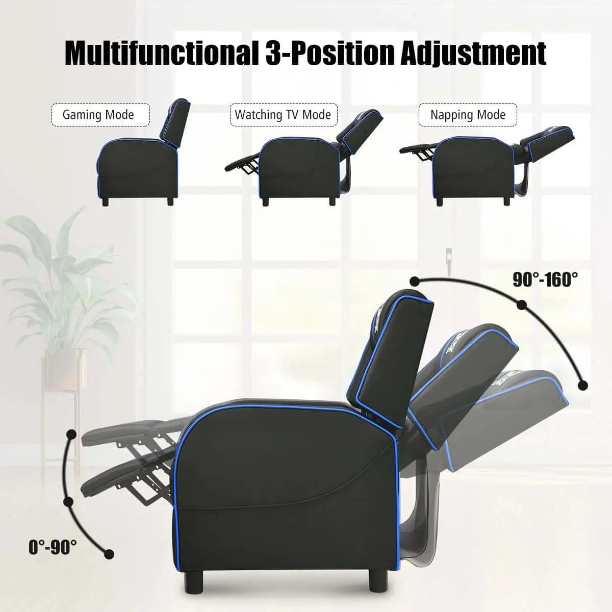 Adjustable Gaming Chair with Footrest Headrest and Lumbar Support