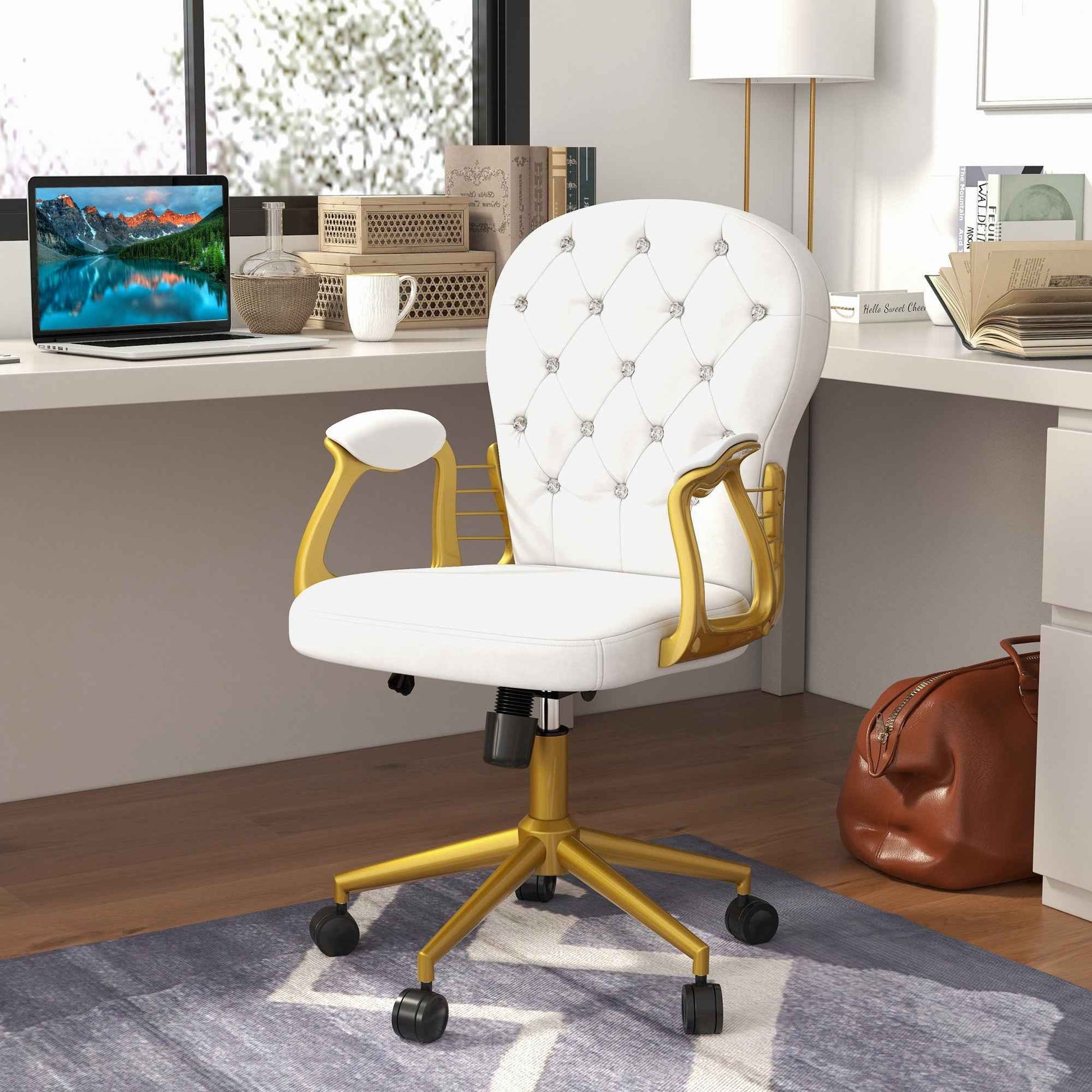 Ergo Heights Diamante Swivel Office Chair White Gold - Ergo Heights