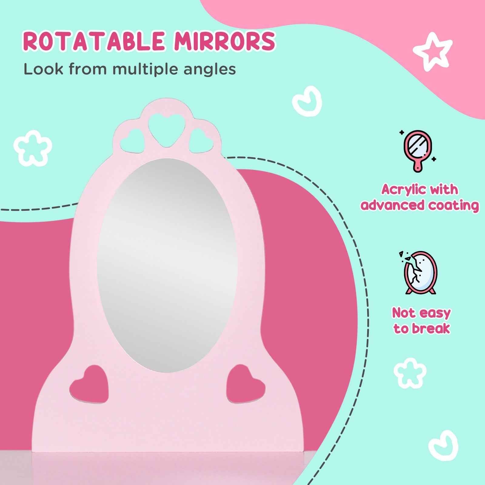 Vanity Table Set for Girls with Mirror & Stool - Ergo Heights