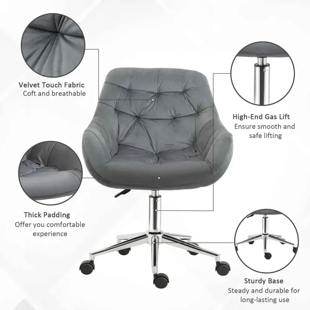 Velvet Home Office Chair with Adjustable Height - Ergo Heights