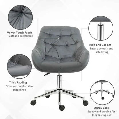Velvet Home Office Chair with Adjustable Height - Ergo Heights