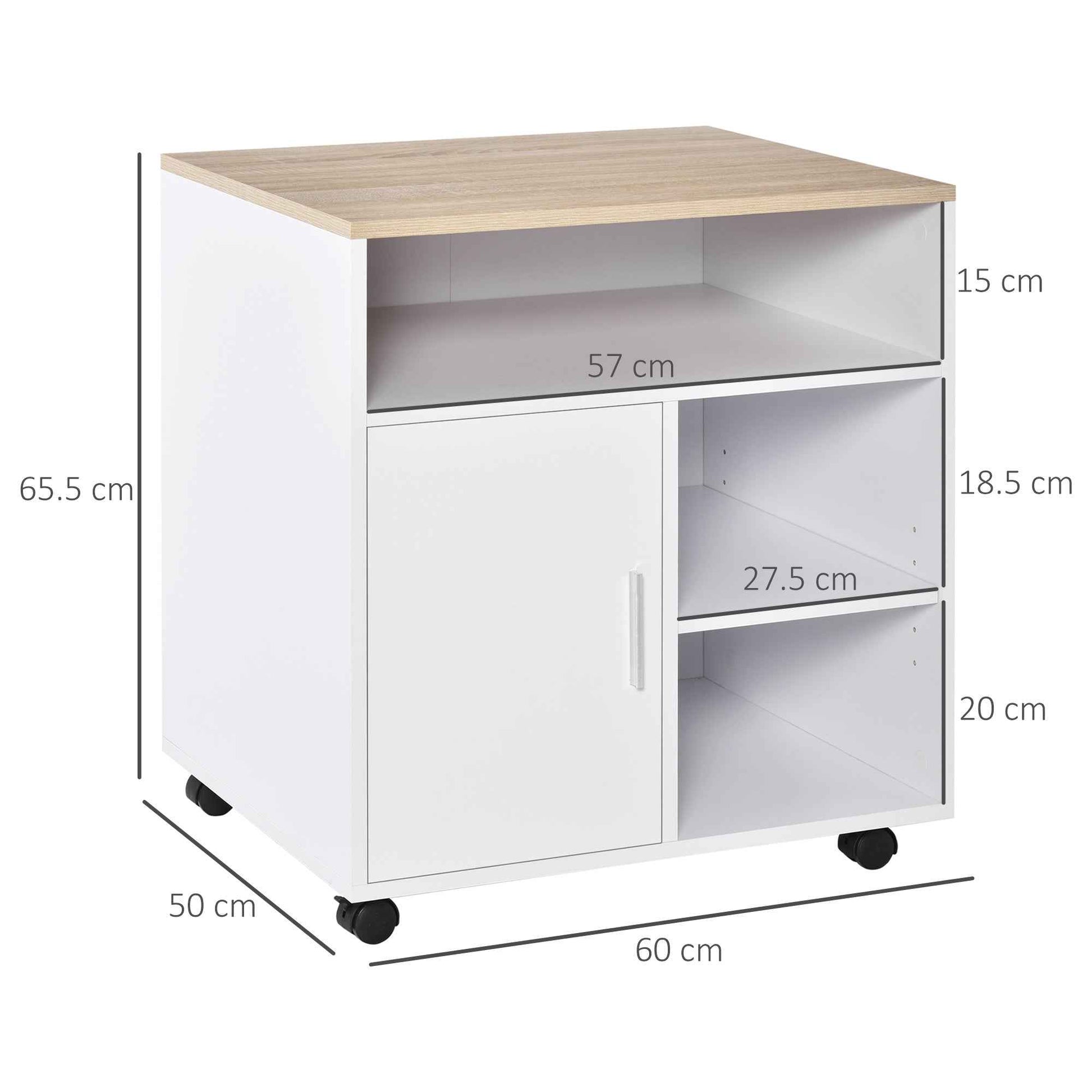 Multi-Storage Printer Unit Office Organisation 5 Compartments Wheels - Ergo Heights