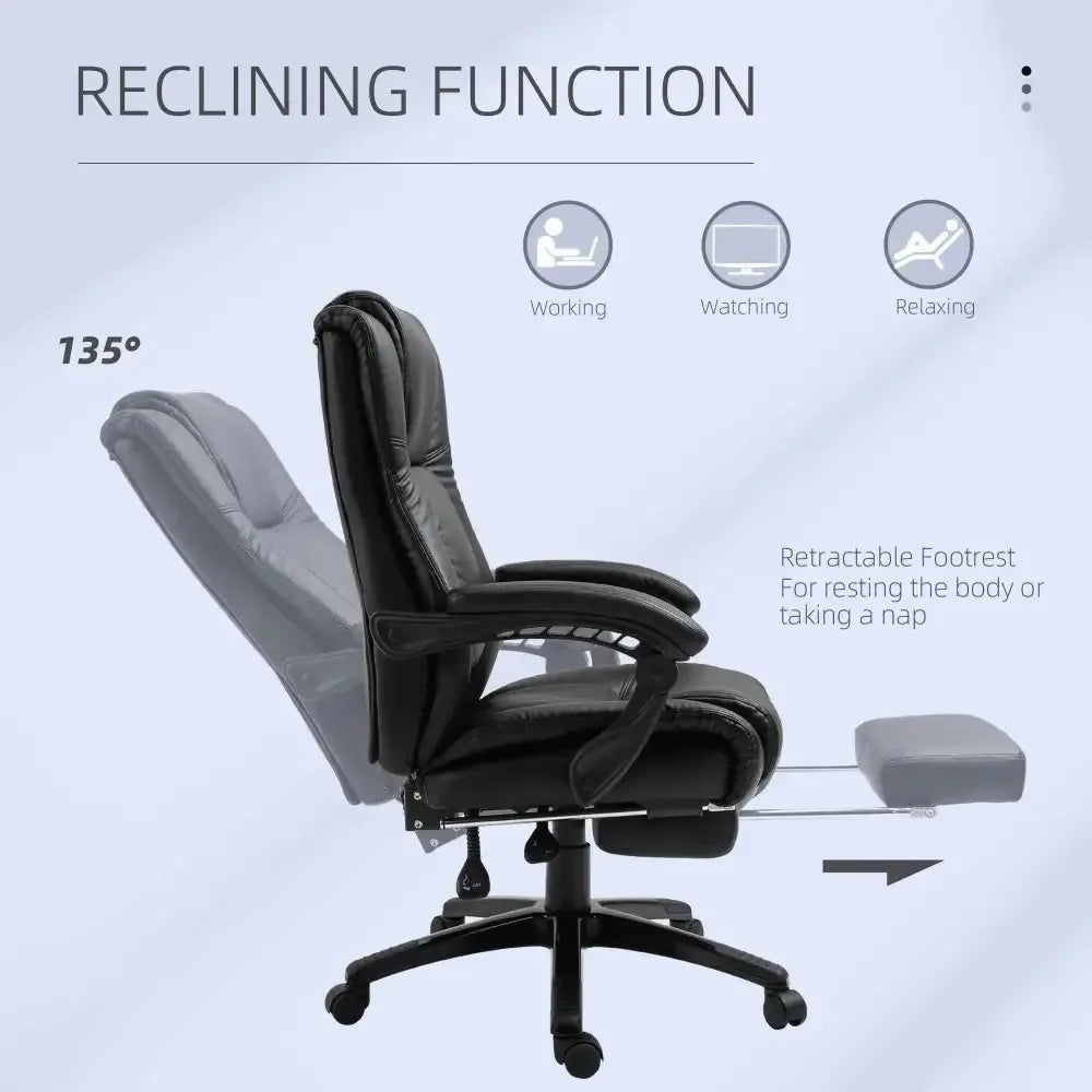 PU Leather Executive Office Chair with Foot Rest - Ergo Heights
