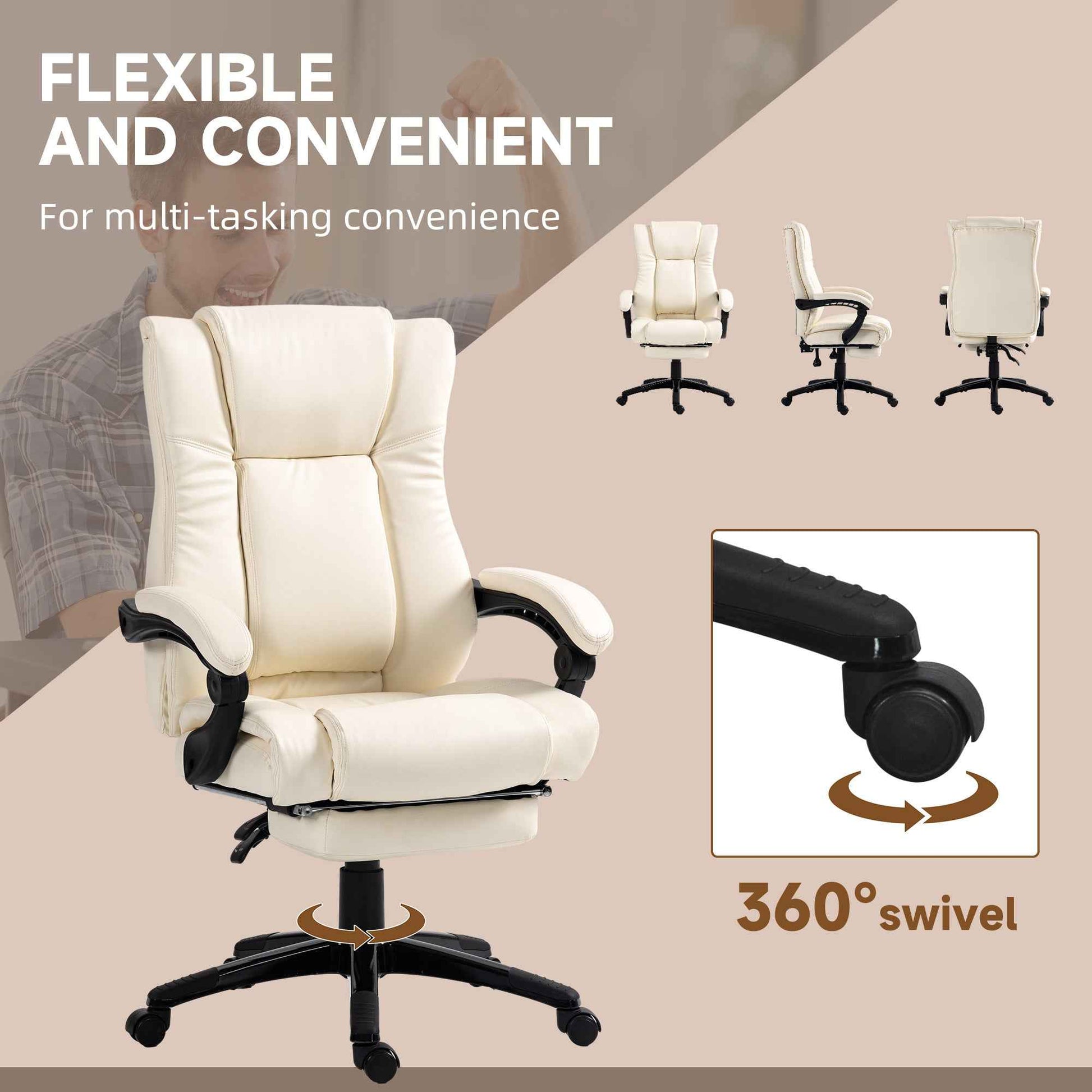 PU Leather Executive Office Chair with Foot Rest - Ergo Heights
