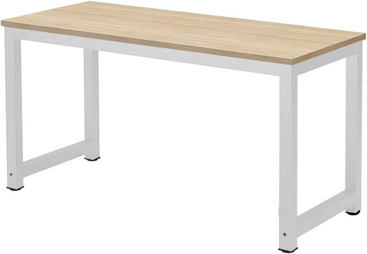 Computer Desk for Home Office, Study, Gaming, and Workstation, PC & Laptop Table, Beech-White