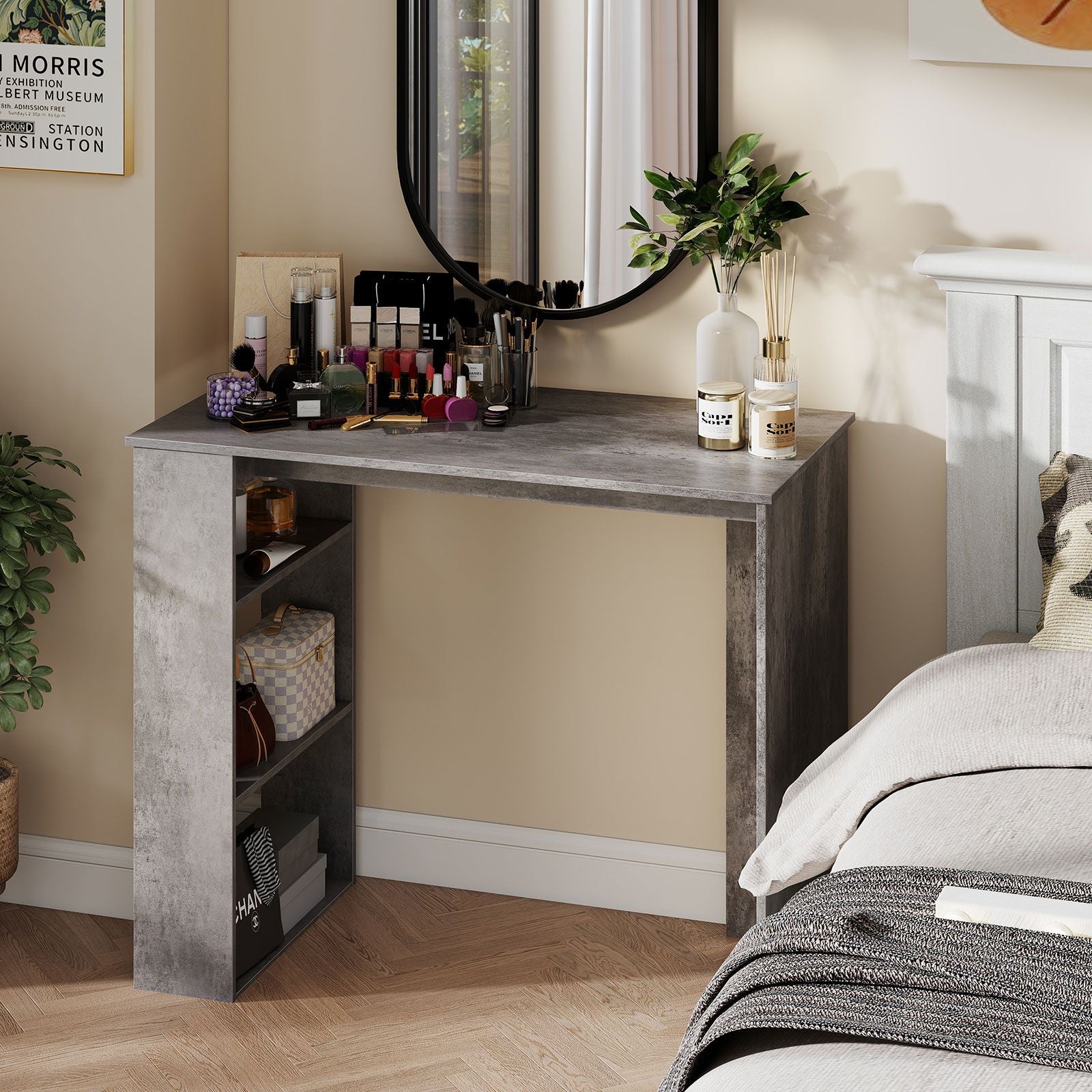 Computer Desk with Bookshelf for Study Living Room