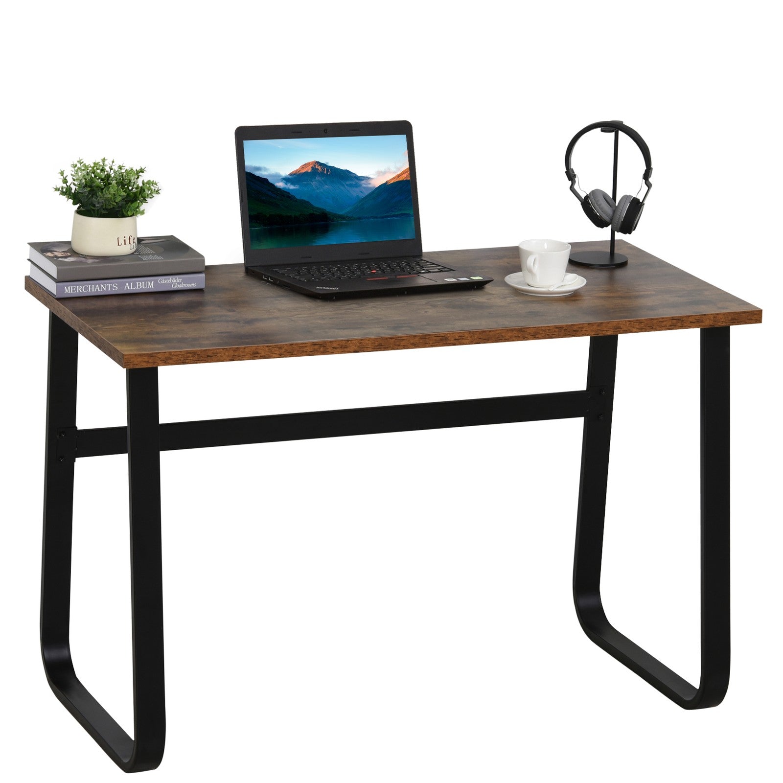 Industrial Writing Desk Simple Study Desk Metal Legs Home Office Workstation