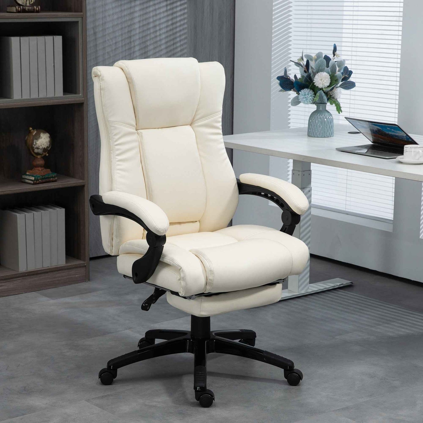PU Leather Executive Office Chair with Foot Rest - Ergo Heights