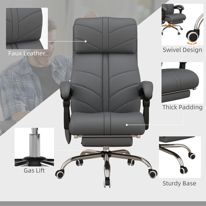 Office Chair with 4 Point Vibration Massage and Heat, Footrest, Light Grey
