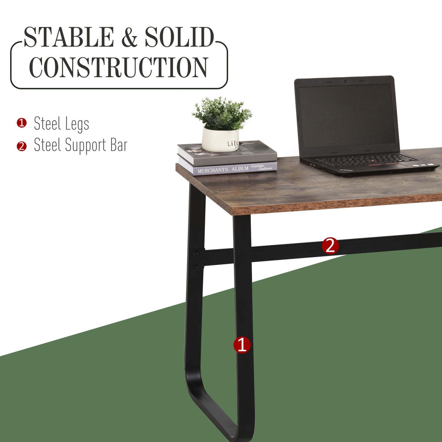 Industrial Writing Desk Simple Study Desk Metal Legs Home Office Workstation