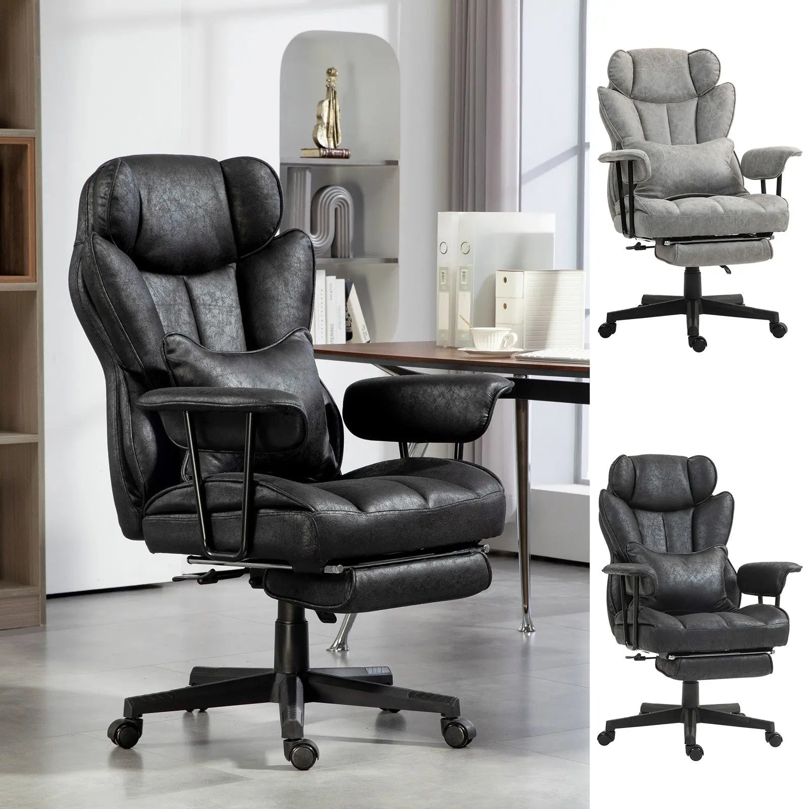 Office Chair, Ergonomic Desk Chair with Foot Rest, Lumbar Support