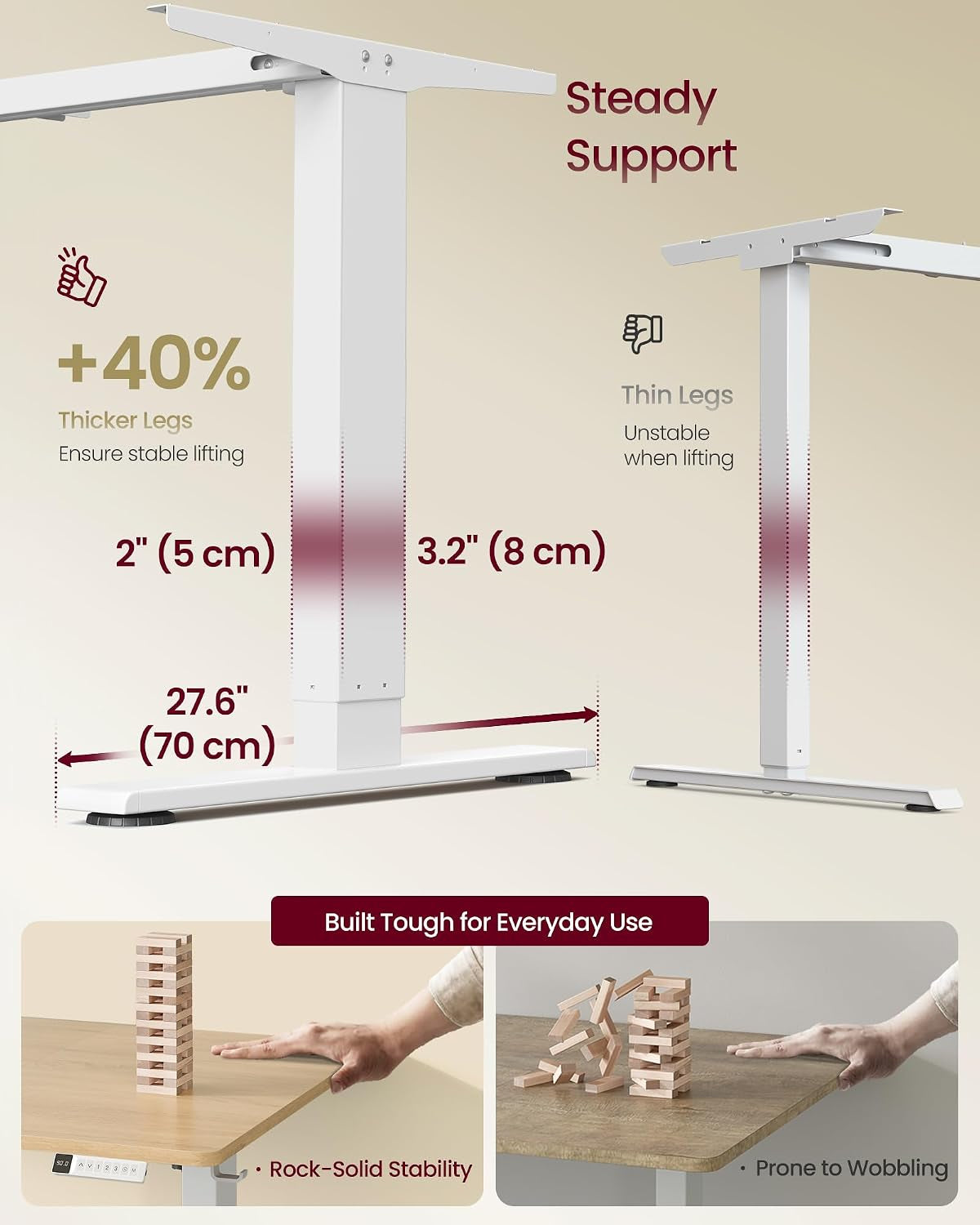 Electric Standing Desk, USB C Port, Cable Tray, Golden Oak