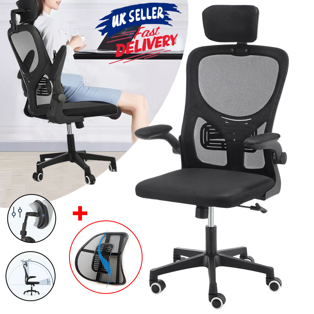 Mesh Office Chair Ergonomic 360° Swivel Lift Computer Desk Adjustable Height UK