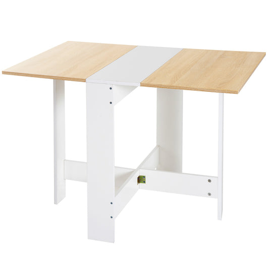HOMCOM Wooden Folding Table Writing Desk Oak, White Home Office.