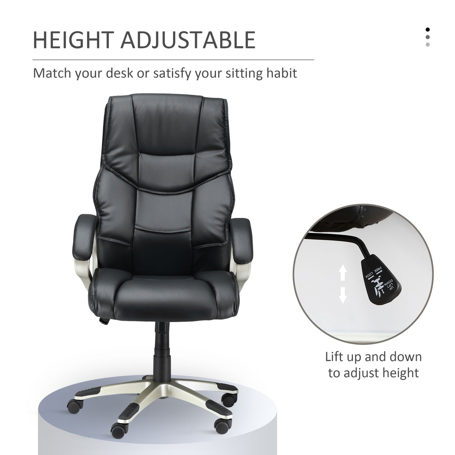 Executive Computer Office Desk Chair High Back Faux Leather Swivel Chair
