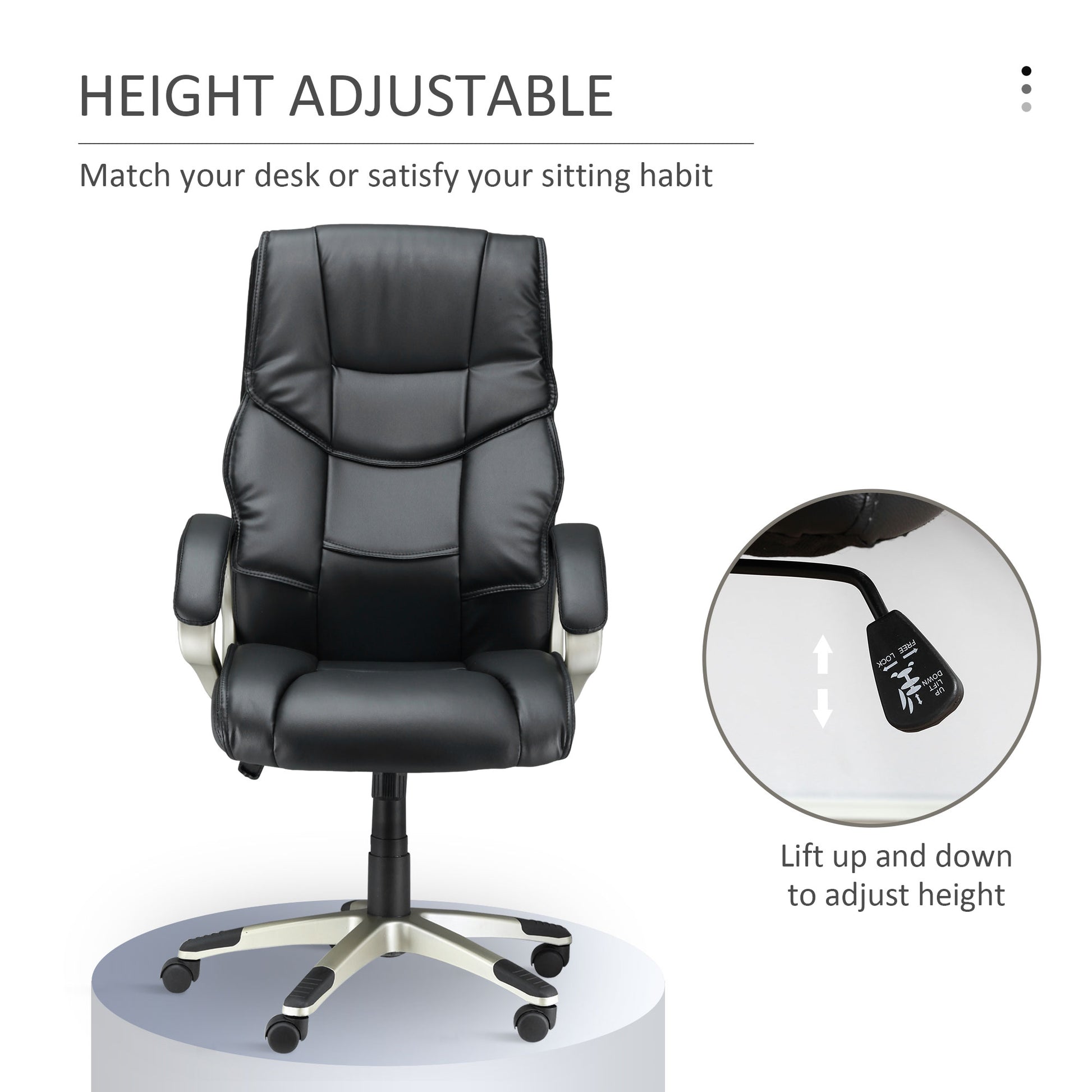 Executive Computer Office Desk Chair High Back Faux Leather Swivel Chair