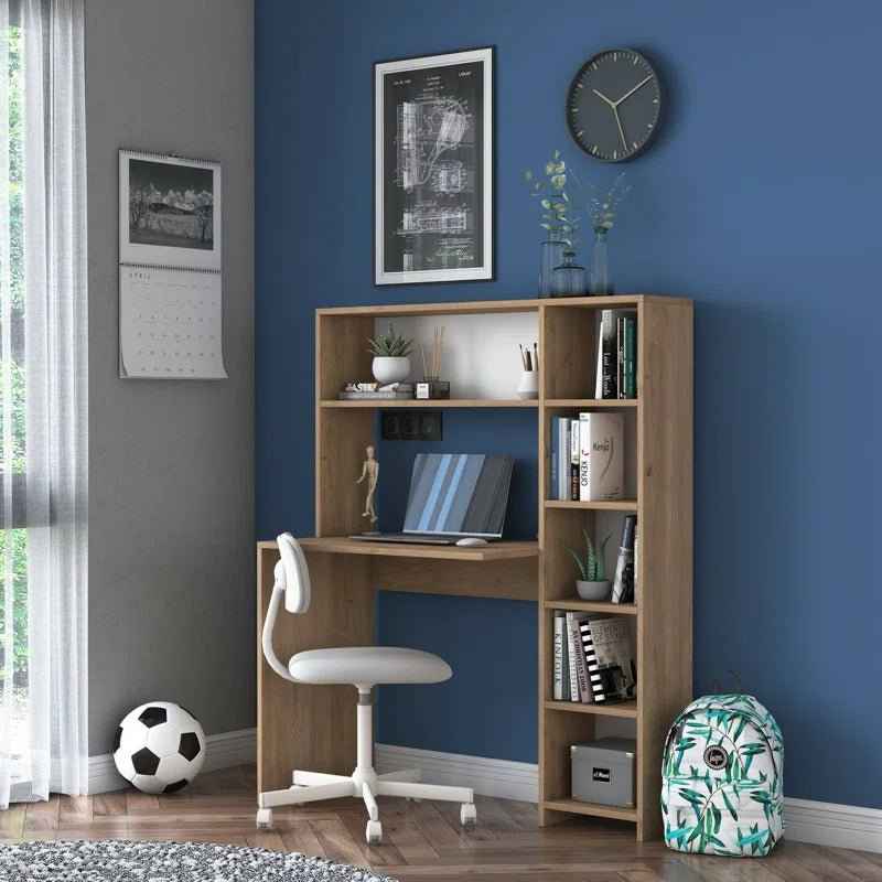 Desk Dghin, Multipurpose Desk, Office Table for PC, Work Plan, 113X40H142 Cm, Oak
