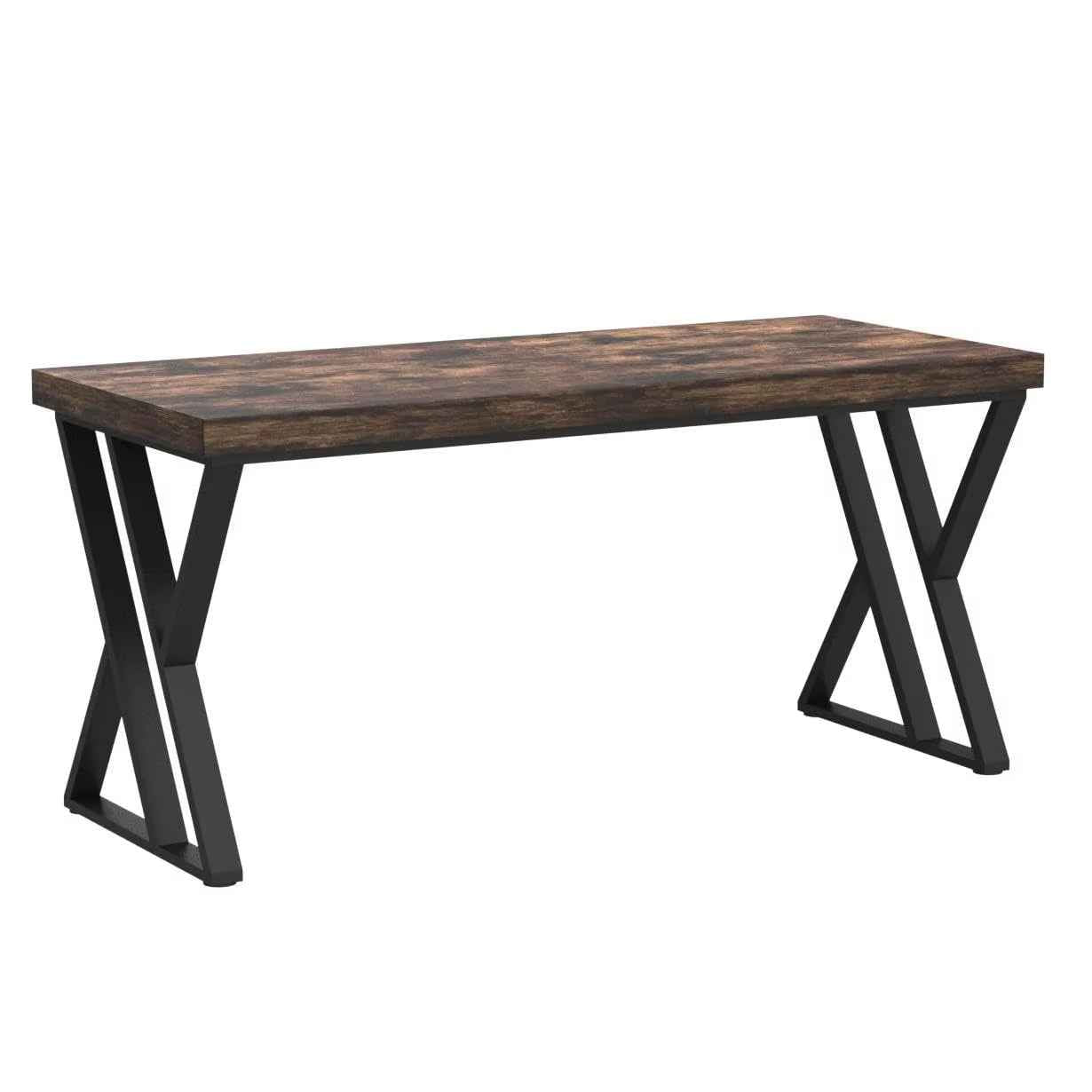 55 Inch Writing Desk with Z-Shaped Metal Legs - Ergo Heights
