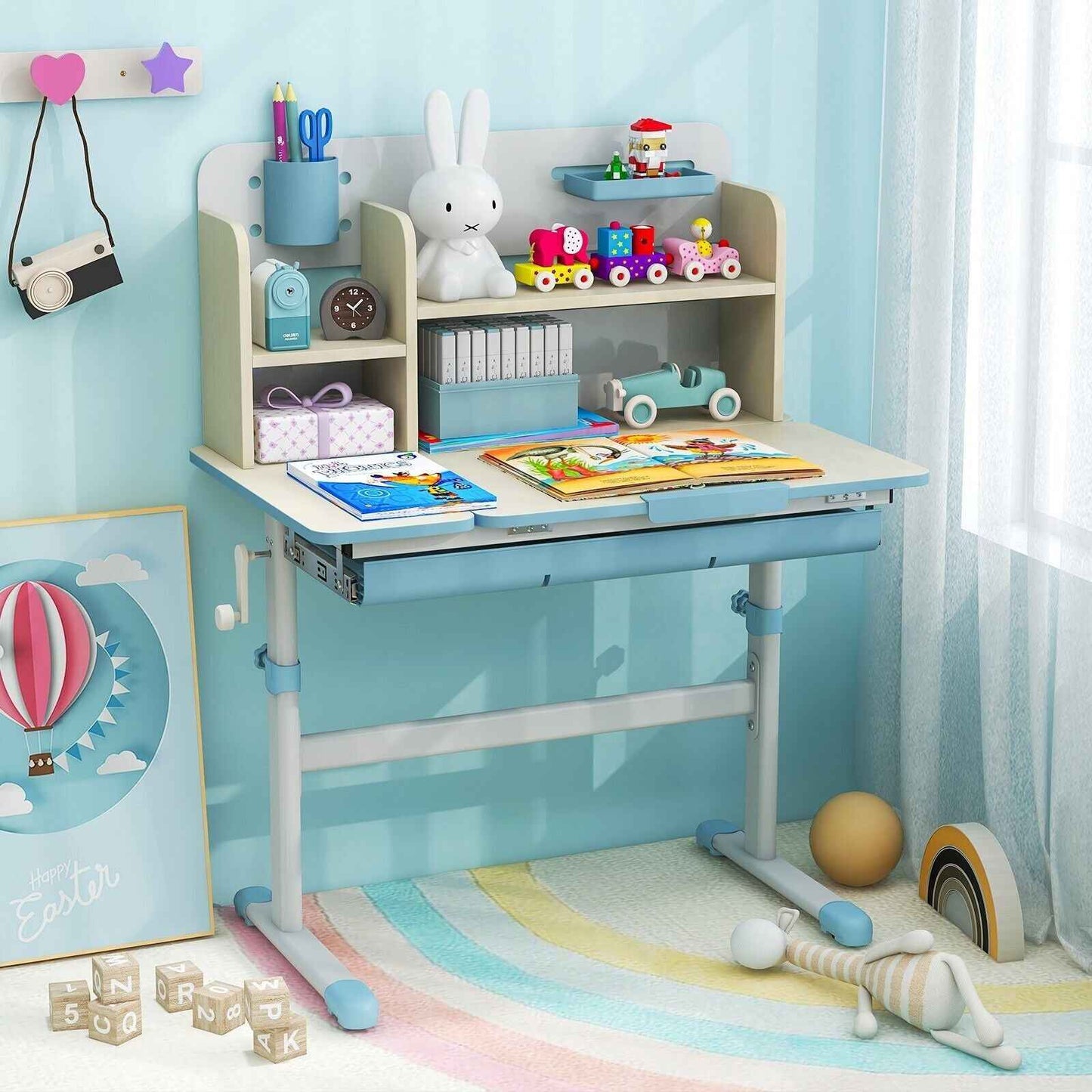Ergonomic Adjustable Kids Study Desk with Storage Drawer