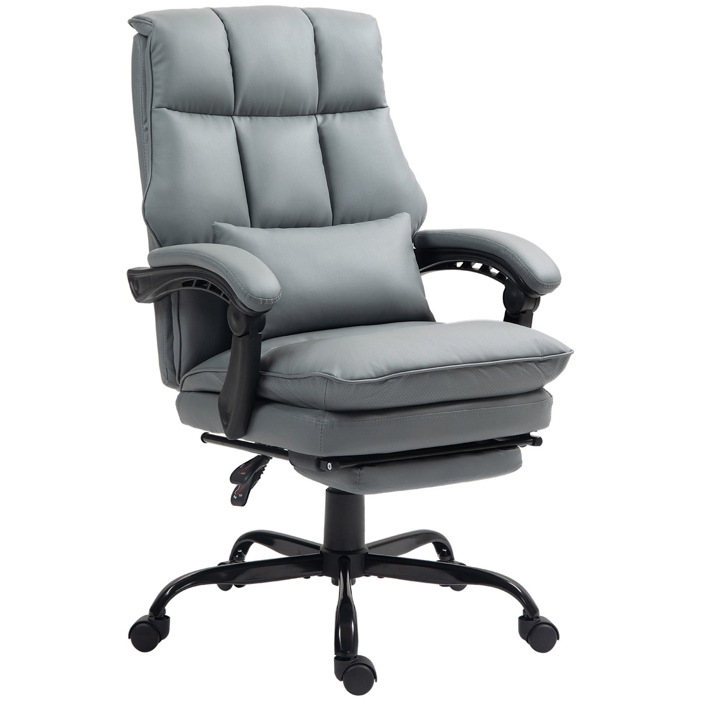 HOMCOM Executive Office Chair, PU Leather Desk Chair with Armrests Grey
