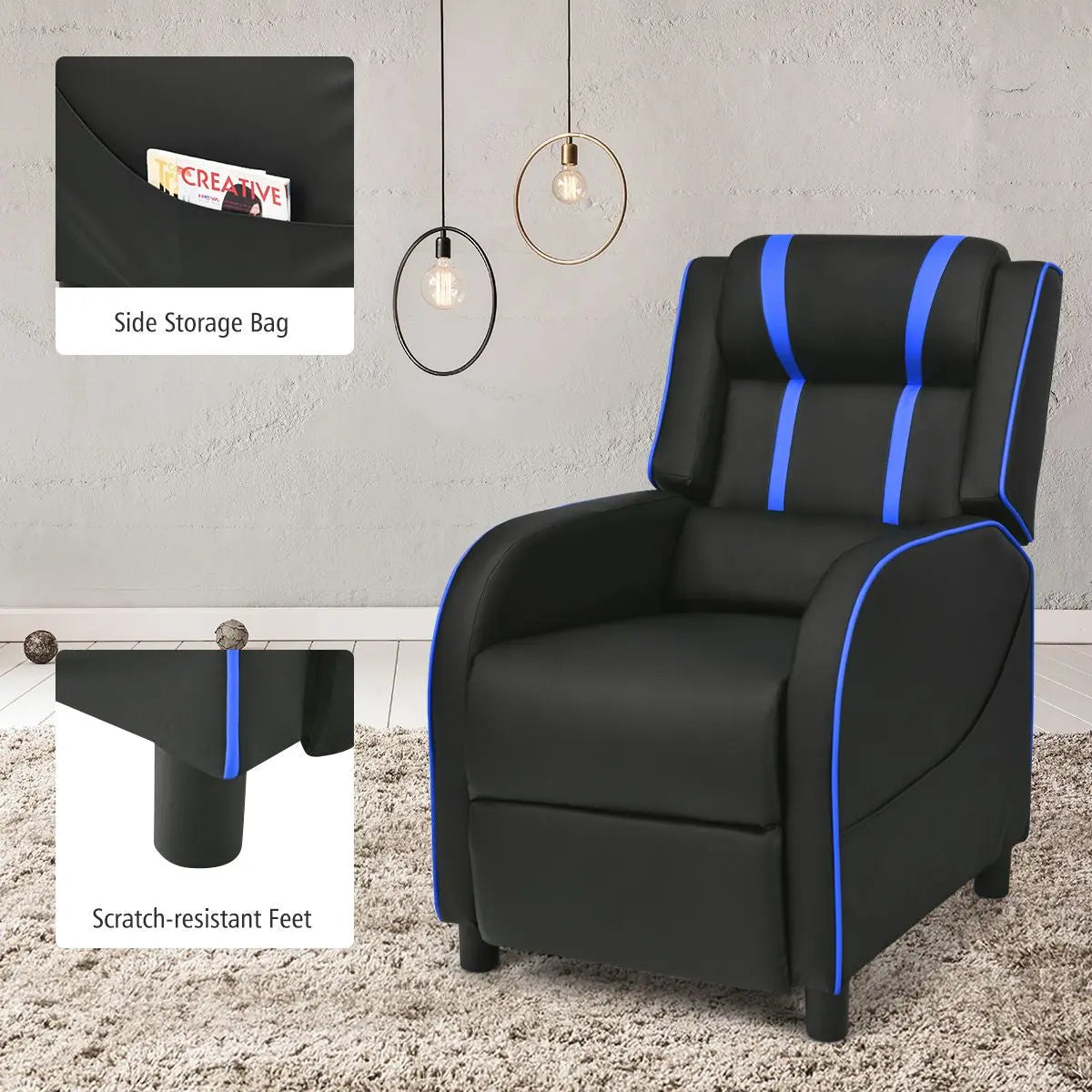 Adjustable Gaming Chair with Footrest Headrest and Lumbar Support