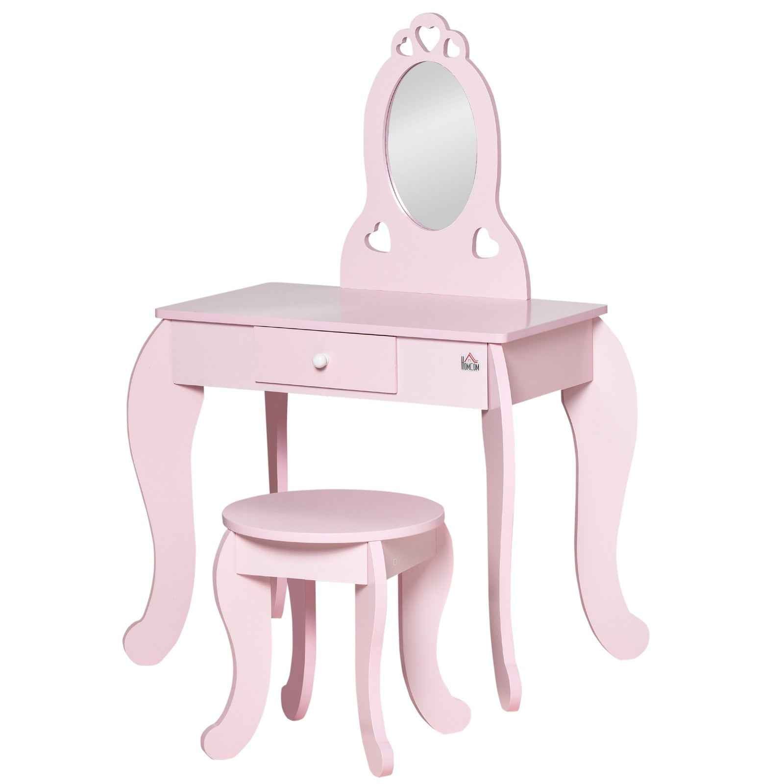 Vanity Table Set for Girls with Mirror & Stool - Ergo Heights