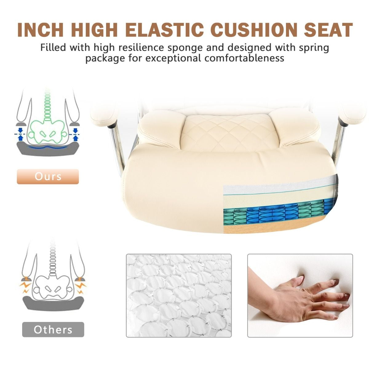 Leather Office Chair with Rocking Mode and Armrests