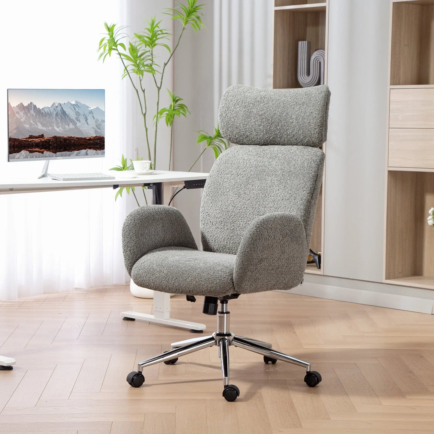 Desk Chair with Adjustable Headrest, Spring Pack, Office Chair